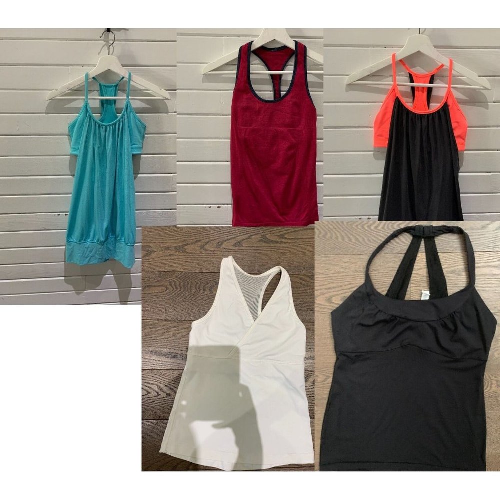 Lululemon lot of 5 Athletic Yoga runningTank Tops, no limit, deep v, scoop Sz 4